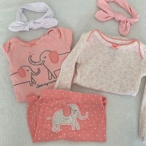Carters Set Newborn Baby Girl Bodysuits, Pants and Bows